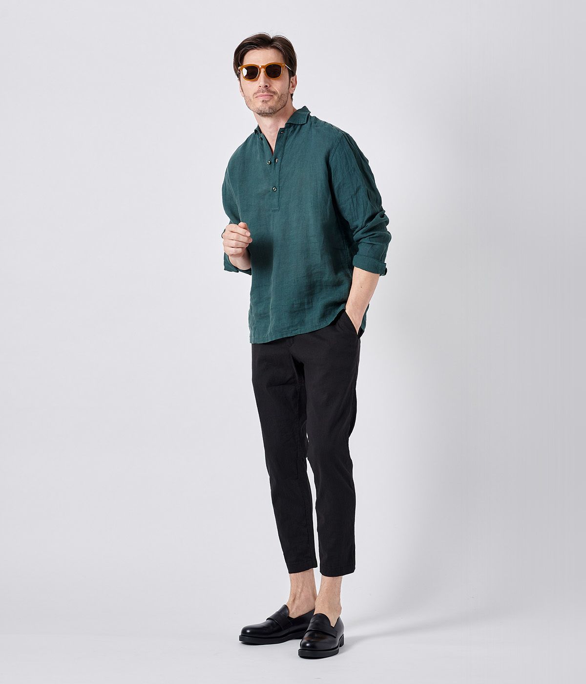 新品 ジュンハシモト ルーズネックジップ プルオーバー カットソー PULLOVER LINEN SHIRTS | junhashimoto（ジュンハシモト