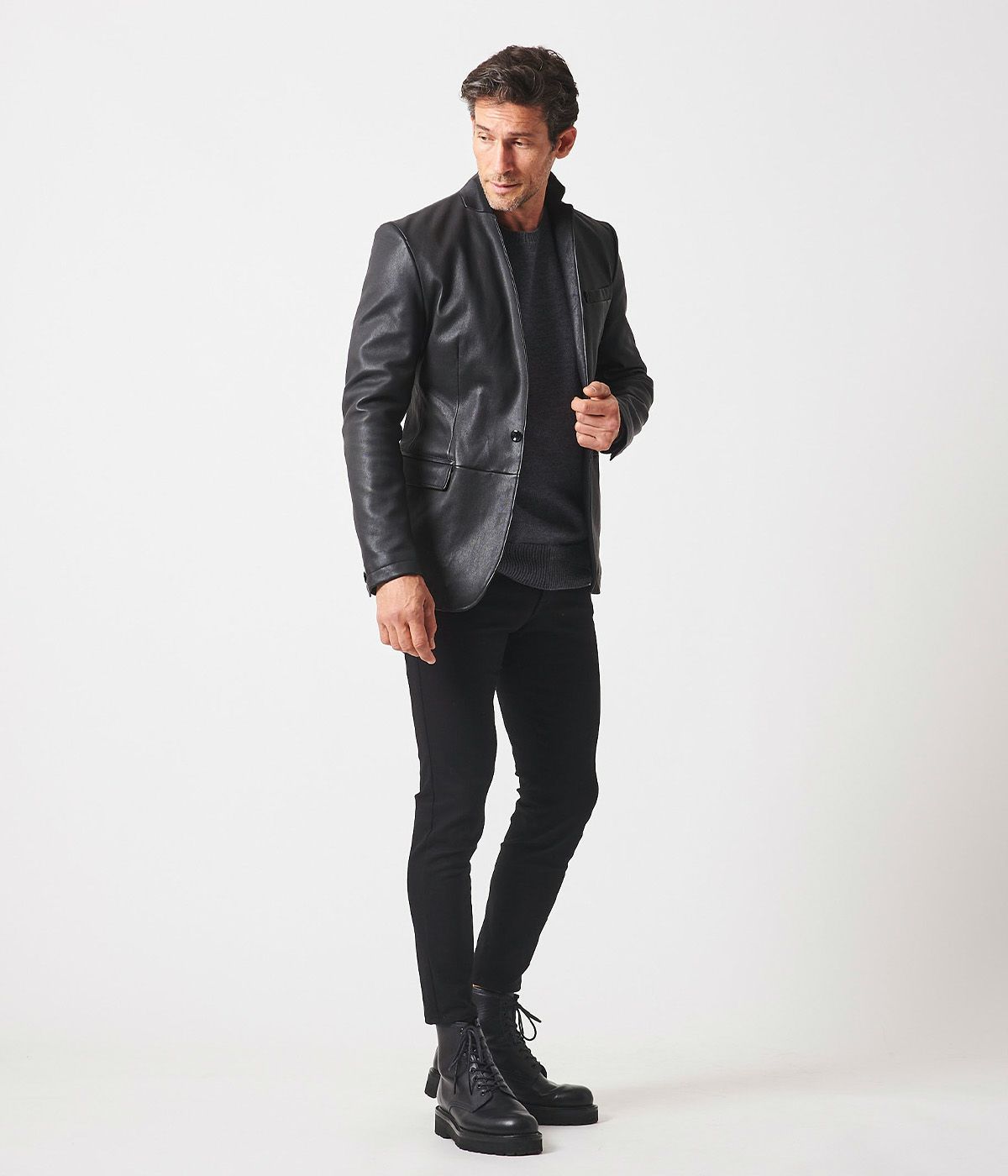 STRETCH LEATHER JACKET | junhashimoto（ジュンハシモト）Official  