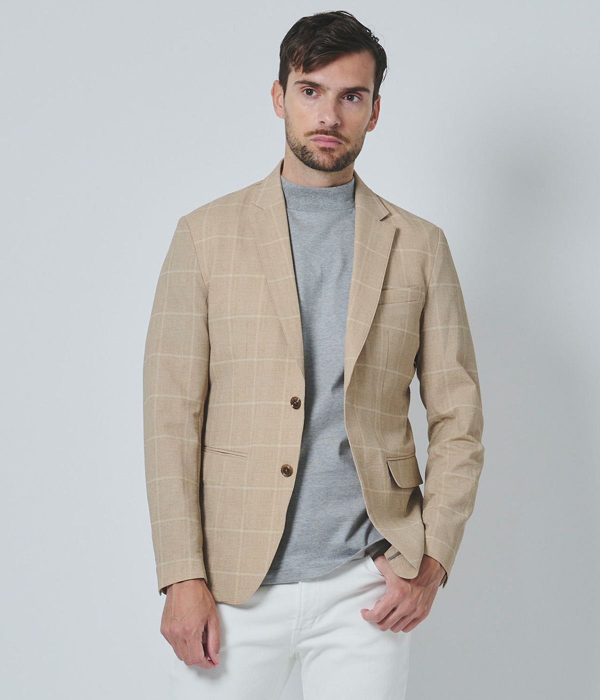 LIGHT 2B JACKET -STRETCH GREN CHECK- | junhashimoto（ジュン 