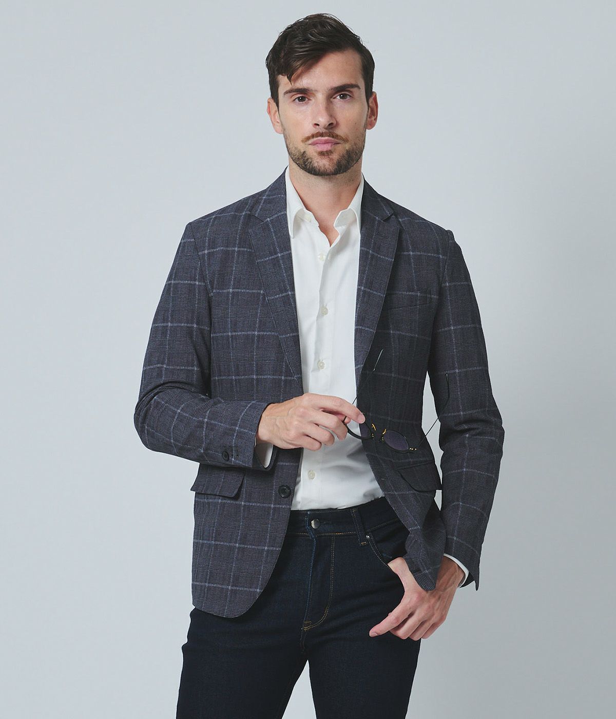 LIGHT 2B JACKET -STRETCH GREN CHECK- | junhashimoto（ジュン 