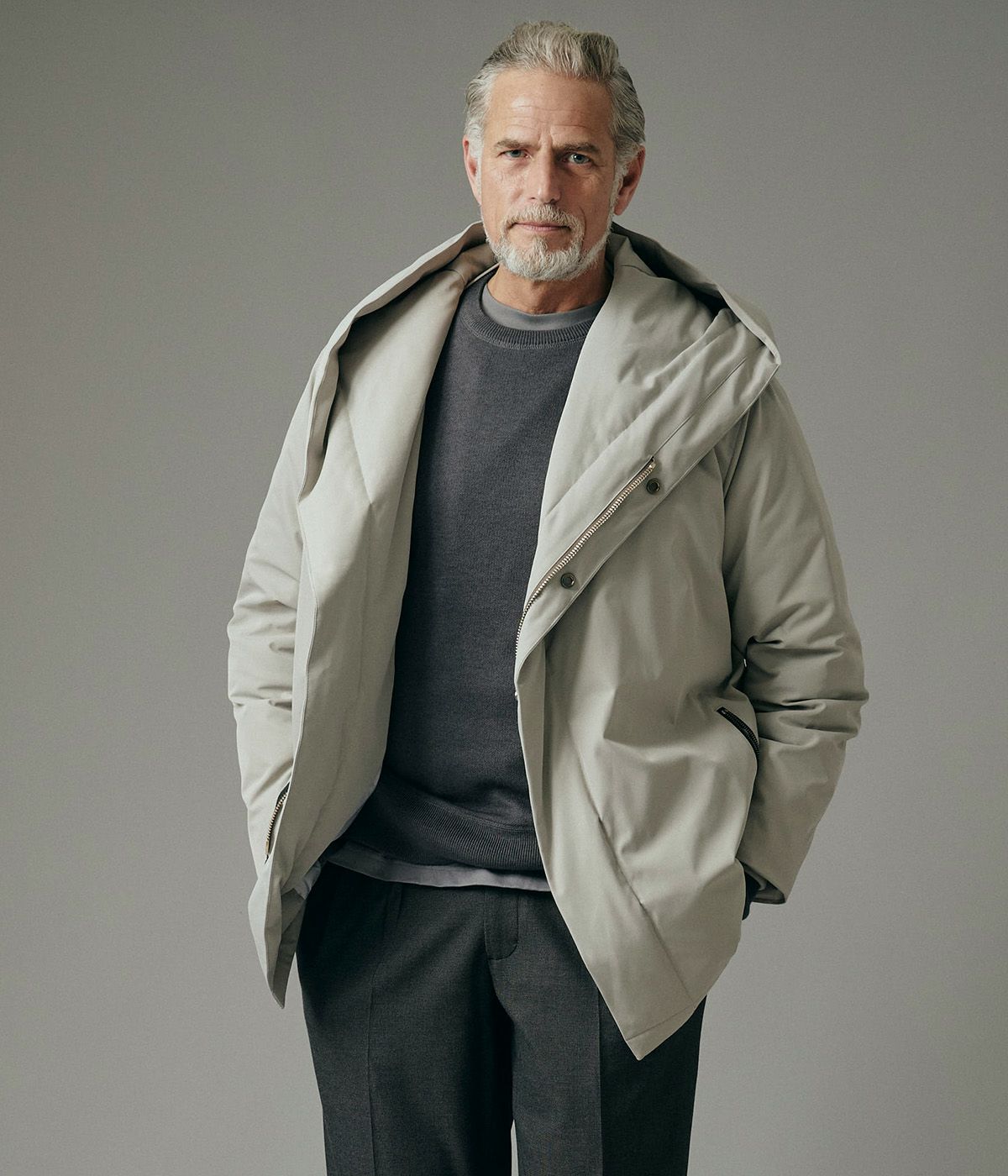 ジュンハシモト フルジップ　フード　ダウンベスト 軽量　メンズ　グレー　M〜L 楽天市場】【別注】【junhashimoto|ジュンハシモト】MID DOWN VEST